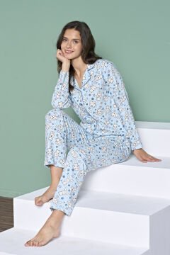 Pijadore 1939 (M-L-XL-XXL) Uzun Kollu Bayan Pijama Takım 4'lü