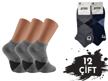 Pola 1447 Pamuklu Likralı Erkek Patik 12'li