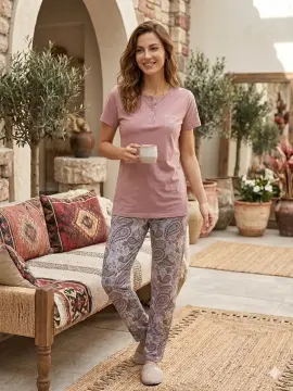 Kapitex 59197 (M-L-XL-XXL) Bayan Kısa Kol Pijama Takım 4'lü