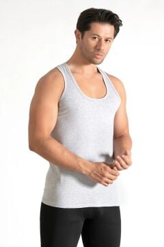 Seher 0001 Renkli Erkek Penye Atlet 6'lı GRİ - 5/XL