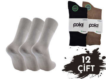Pola 991 Yazlık Likralı Diyabetik Erkek Bambu Çorap 12'li