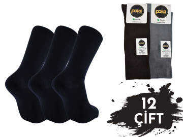 Pola 1185 Dört Mevsim Likralı Diyabetik Erkek Bambu Çorap 12'li