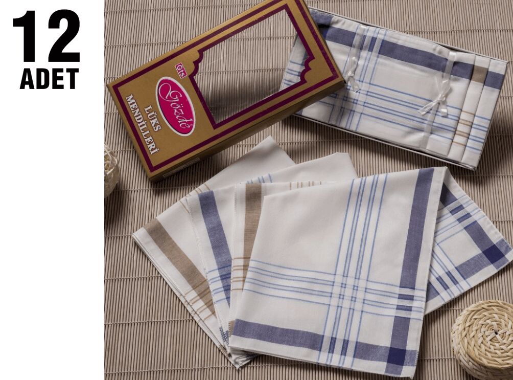 Gözde GSK-06 %100 Pamuk (46X46Cm) Erkek Mendil 12'li
