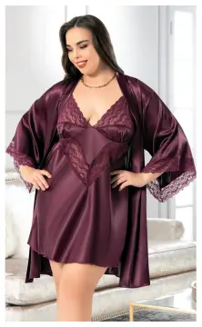 Miss Laris 6005 (2XL-3XL-4XL) Battal Beden Bayan İkili Saten Takım