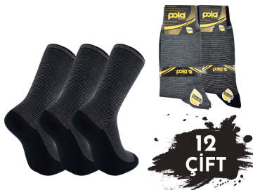 Pola 1504 Dört Mevsim Likralı Erkek Modal Çorap 12'li