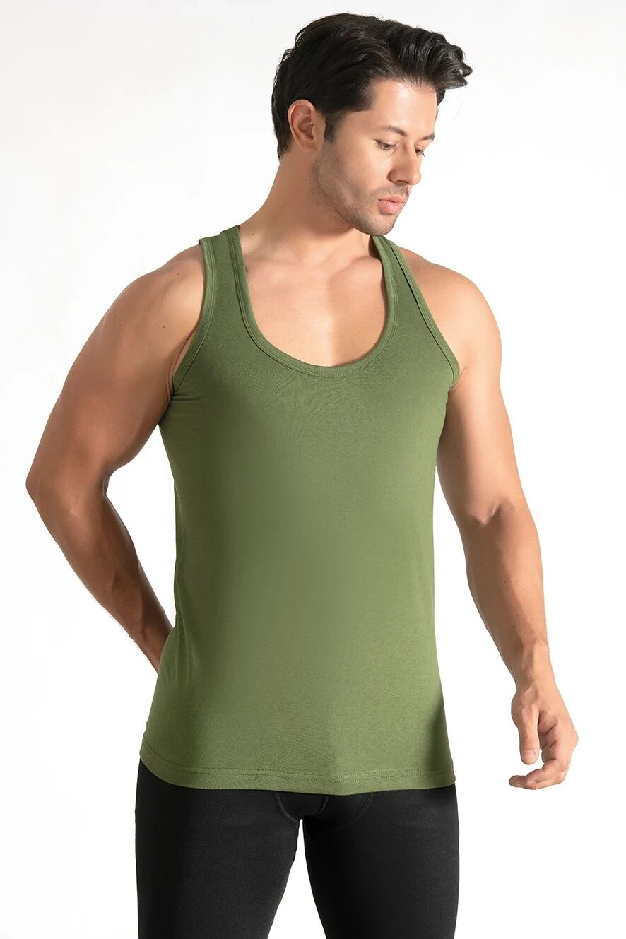 Seher 0001 Renkli Erkek Penye Atlet 6'lı HAKİ - 7/3XL