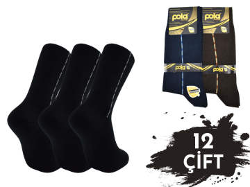 Pola 1523 Dört Mevsim Likralı Erkek Modal Çorap 12'li