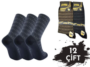 Pola 1525 Dört Mevsim Likralı Erkek Modal Çorap 12'li