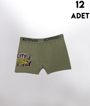 Kota 1005 Baskılı Erkek Çocuk Boxer 12'li