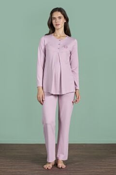 Pijadore 1946 (M-L-XL-XXL) Uzun Kollu Bayan Lohusa Pijama Takım 4'lü