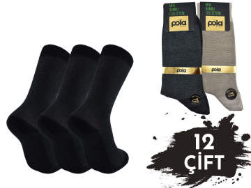 Pola 1612 Yazlık Likralı Erkek Bambu Çorap 12'li