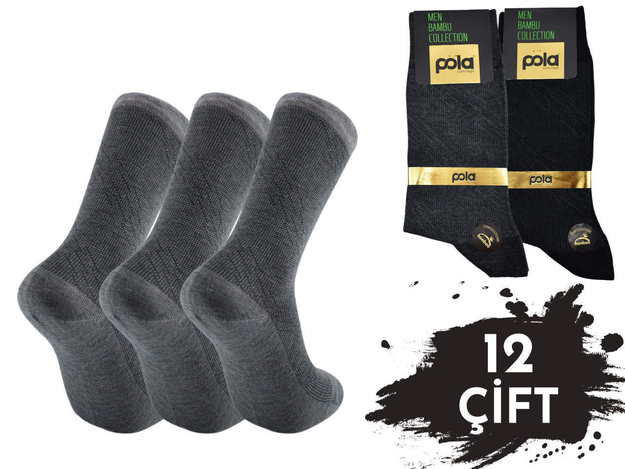 Pola 1609 Yazlık Likralı Erkek Bambu Çorap 12'li