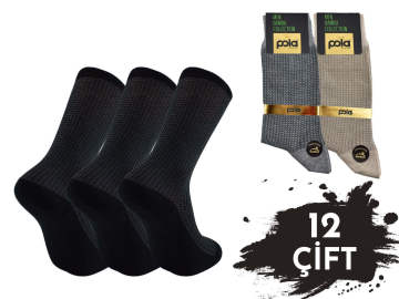 Pola 1607 Yazlık Likralı Erkek Bambu Çorap 12'li