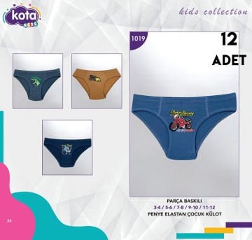Kota 1019 Baskılı Erkek Çocuk Külot 12'li