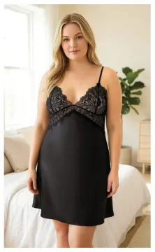 Miss Laris 4049 (2XL-3XL-4XL)  Battal Beden Bayan Saten Gecelik