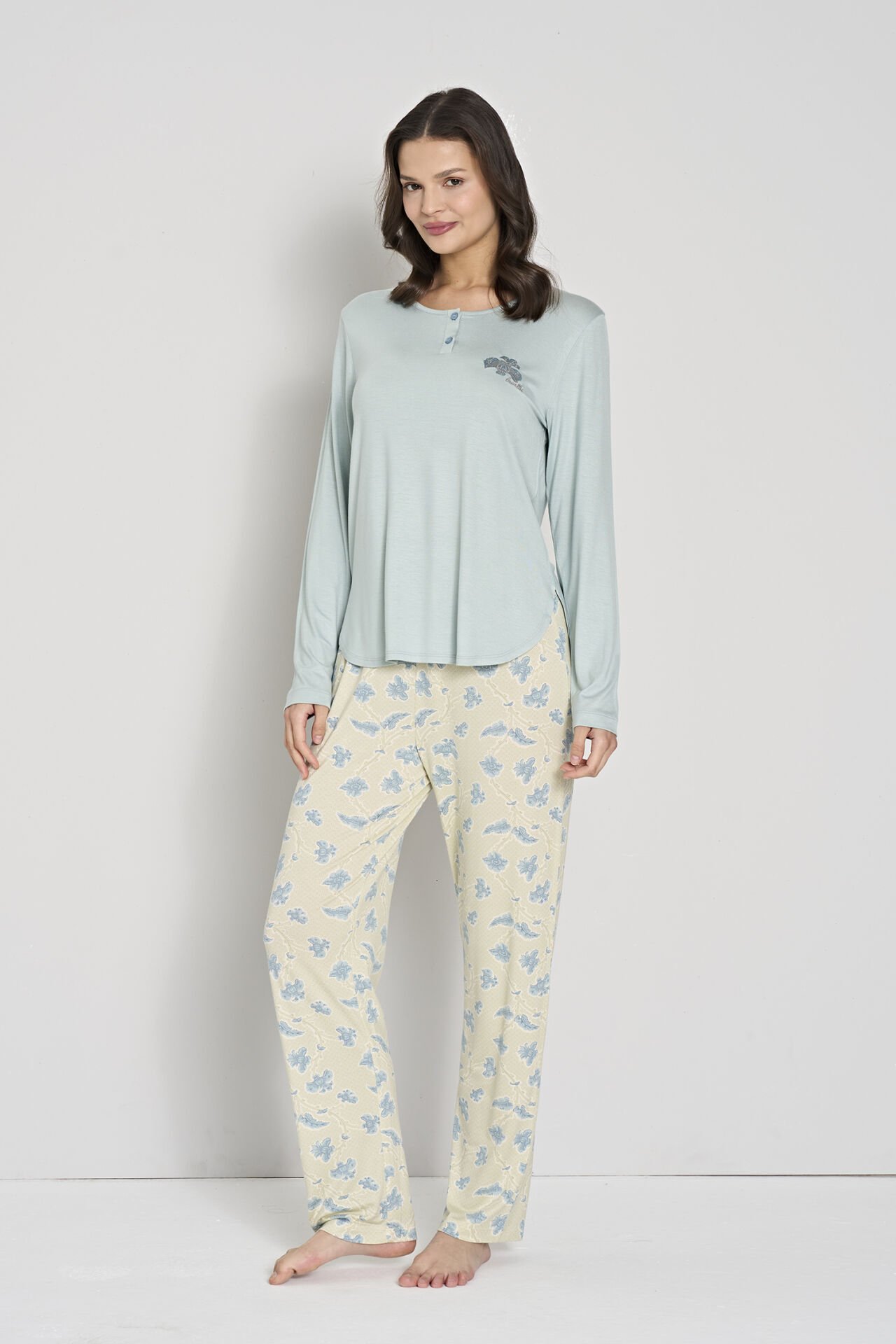 Pijadore 1908 (2XL-3XL-4XL-5XL) Battal Beden Uzun Kollu Bayan Pijama Takım 4'lü