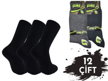 Pola 1518 Dört Mevsim Likralı Garson Boy Erkek Bambu Çorap 12'li