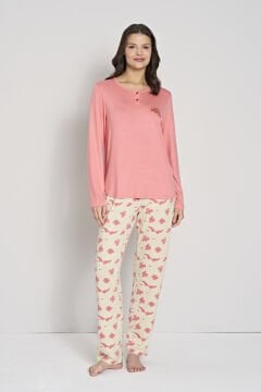 Pijadore 1908 (2XL-3XL-4XL-5XL) Battal Beden Uzun Kollu Bayan Pijama Takım 4'lü SOMON - SERİ-4-LÜ