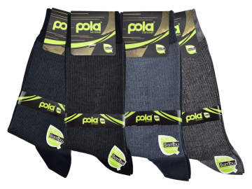 Pola 1514 Dört Mevsim Likralı Erkek Bambu Çorap 12'li