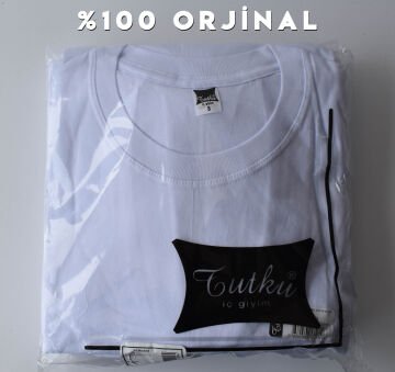 Tutku 0105 Erkek Beyaz Penye Sıfır Yaka Fanila 6'lı