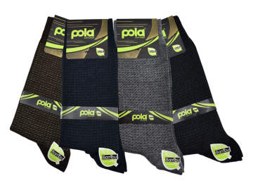 Pola 1511 Dört Mevsim Likralı Erkek Bambu Çorap 12'li