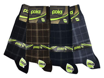 Pola 1509 Dört Mevsim Likralı Erkek Bambu Çorap 12'li