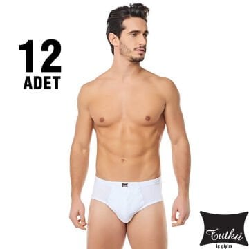Tutku 0109 Erkek Beyaz Kom Slip Külot 12'li