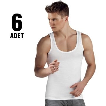 Güryıldız 24001 Beyaz Klasik Erkek Penye Atlet 6'lı