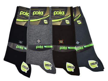 Pola 1507 Dört Mevsim Likralı Erkek Bambu Çorap 12'li