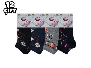 H&Mç 002-5 Likralı Bayan Penye Patik Çorap 12'li