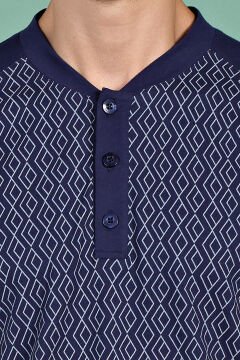 Pijadore 1933 (M-L-XL-XXL) Uzun Kollu Erkek Pijama Takım 4'lü LACİVERT - M-L-XL-XXL