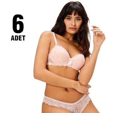 Cansoy 153 Dolgulu Dantelli Bayan Sütyen Takım 6'lı