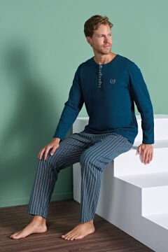 Pijadore 1934 (M-L-XL-XXL) Uzun Kollu Erkek Pijama Takım 4'lü