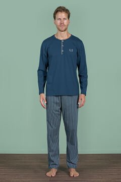 Pijadore 1934 (M-L-XL-XXL) Uzun Kollu Erkek Pijama Takım 4'lü