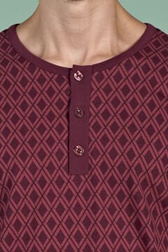 Pijadore 1968 (M-L-XL-XXL) Uzun Kollu Erkek Pijama Takım 4'lü BORDO - M-L-XL-XXL