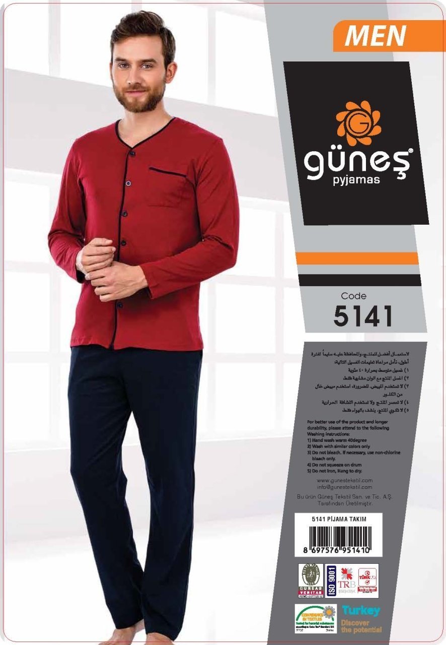 Güneş 5141 Uzun Kol Mevsimlik Erkek Pijama Takımı