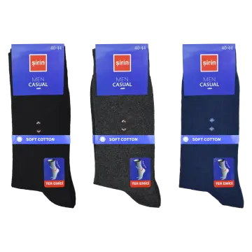 Şirin 7150-001 Kutulu Dört Mevsim Ter Emici Erkek Penye Soket Çorap 12'li