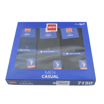 Şirin 7150-002 Kutulu Dört Mevsim Ter Emici Erkek Penye Soket Çorap 12'li