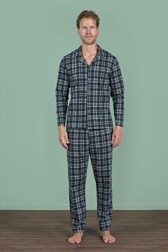 Pijadore 1954 (M-L-XL-XXL) Uzun Kollu Erkek Pijama Takım 4'lü LACİVERT - M-L-XL-XXL
