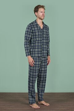 Pijadore 1954 (M-L-XL-XXL) Uzun Kollu Erkek Pijama Takım 4'lü LACİVERT - M-L-XL-XXL