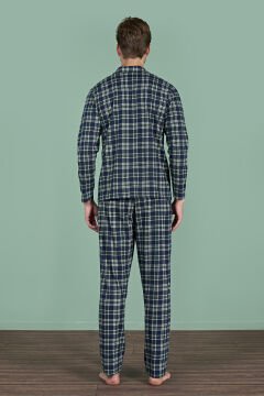Pijadore 1954 (M-L-XL-XXL) Uzun Kollu Erkek Pijama Takım 4'lü LACİVERT - M-L-XL-XXL