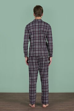 Pijadore 1954 (M-L-XL-XXL) Uzun Kollu Erkek Pijama Takım 4'lü BORDO - M-L-XL-XXL