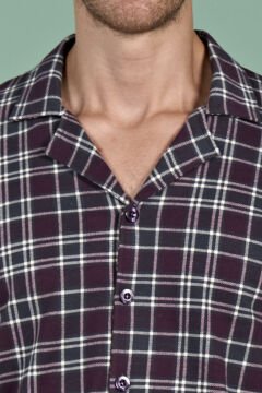 Pijadore 1954 (M-L-XL-XXL) Uzun Kollu Erkek Pijama Takım 4'lü BORDO - M-L-XL-XXL