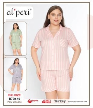 Alperi B760-10 (3XL-4XL-5XL-6XL) Bayan Şortlu Takım 4'lü