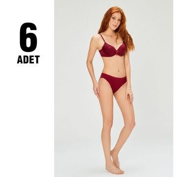 Cansoy 162-Bordo Balenli Desteksiz Bayan Sütyen Takım 6'lı