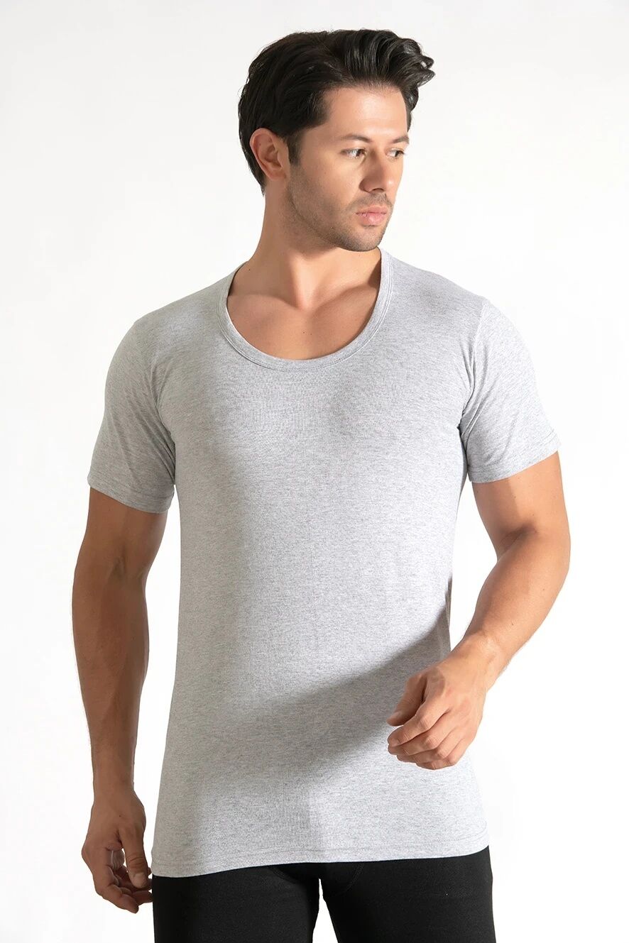 Seher 0002 Renkli Penye Bisiklet Yaka Erkek Fanila 6'lı GRİ - 7/3XL