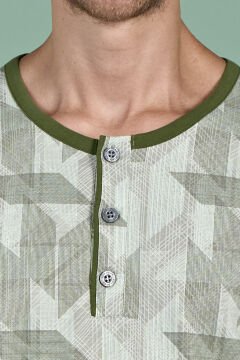 Pijadore 1957 (M-L-XL-XXL) Uzun Kollu Erkek Pijama Takım 4'lü YEŞİL - M-L-XL-XXL