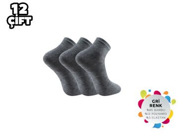 Esinti 22-Gri Dikişsiz Erkek Bambu Patik 12'li