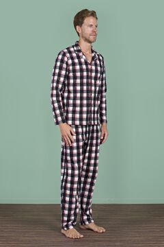 Pijadore 1962 (M-L-XL-XXL) Uzun Kollu Erkek Pijama Takım 4'lü SİYAH - M-L-XL-XXL