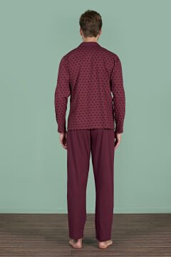 Pijadore 1967 (M-L-XL-XXL) Uzun Kollu Erkek Pijama Takım 4'lü BORDO - M-L-XL-XXL